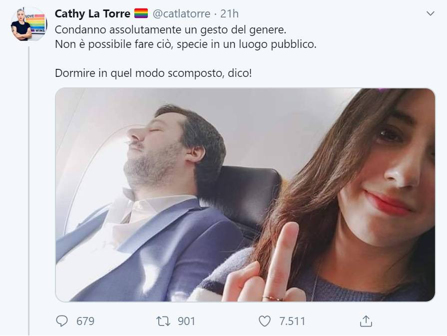 Selvaggia Lucarelli difende Salvini contro leader LGBT Cathy La Torre