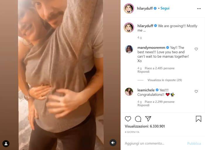 Hilary Duff incinta per la terza volta mostra il pancione con il marito