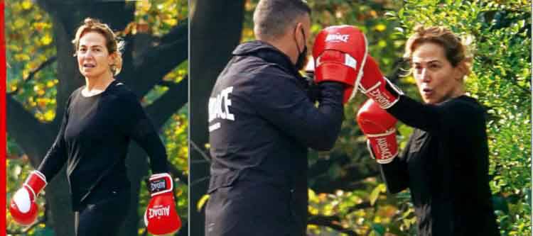 barbara d'urso al parco con personal trainer 