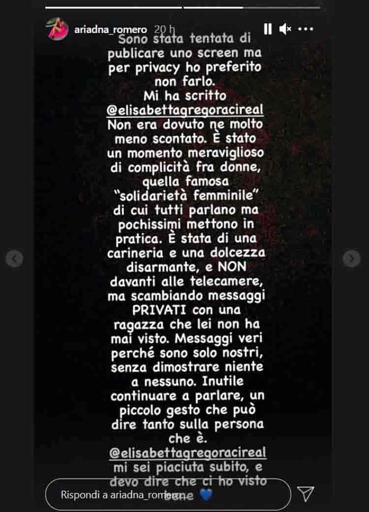 Elisabetta Gregoraci ha scritto ad Ariadna Romero