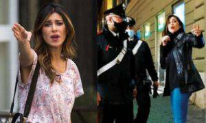 Belen Rodriguez polizia carabinieri paparazzata arrabbiata