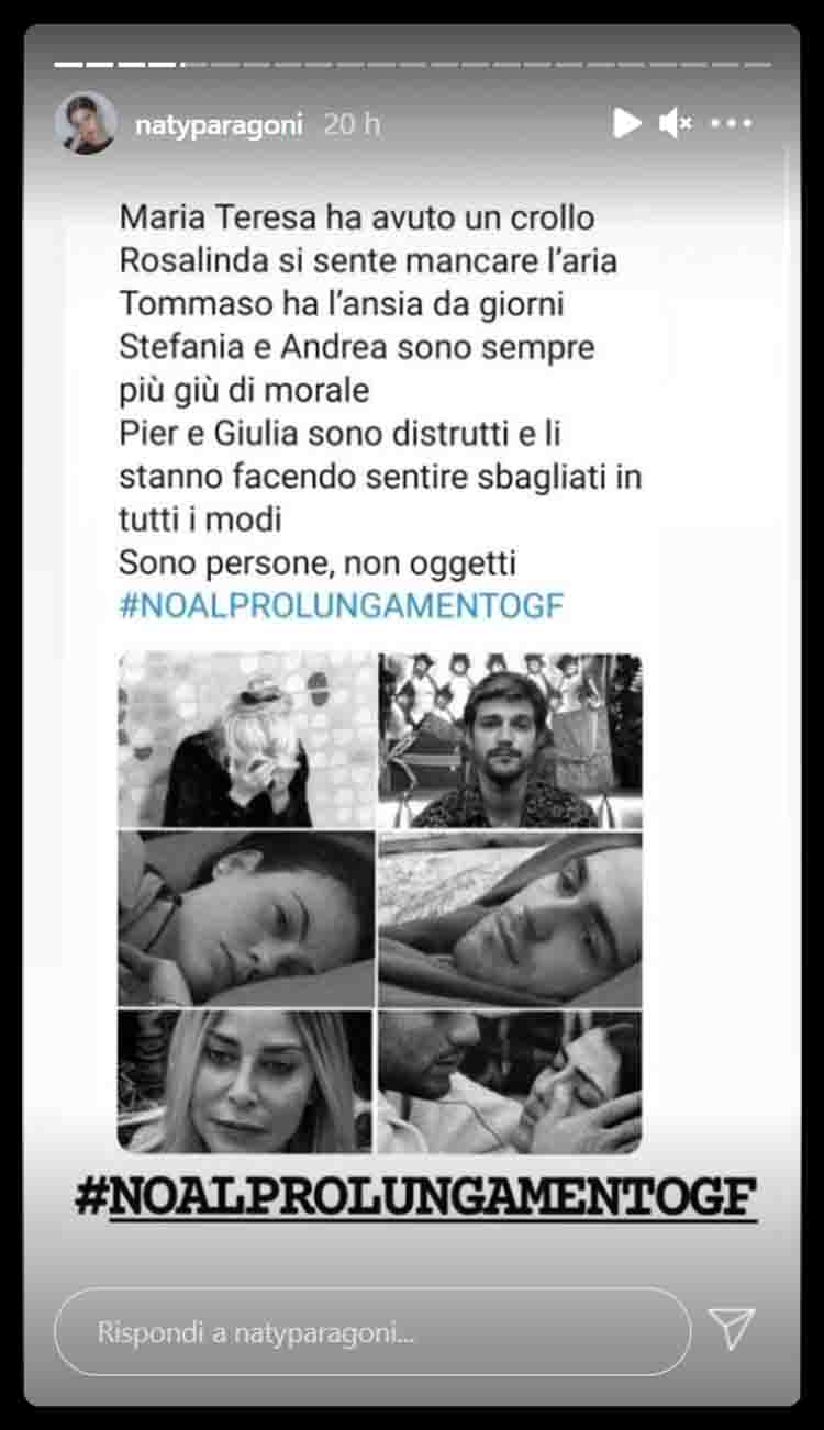 GF Vip prolunga e Natalia Paragoni si lamenta