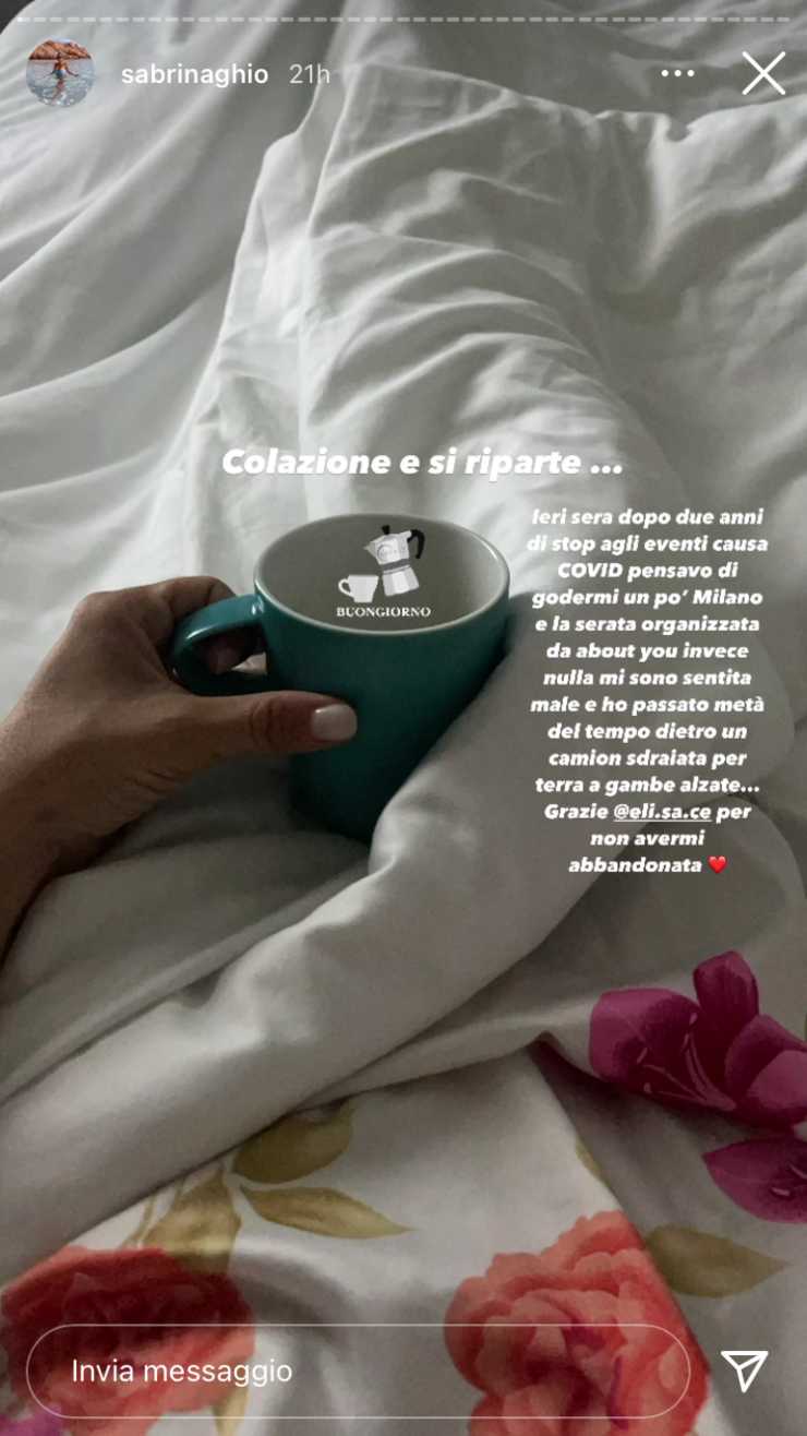 Dalle stories di Instagram di Sabrina Ghio 