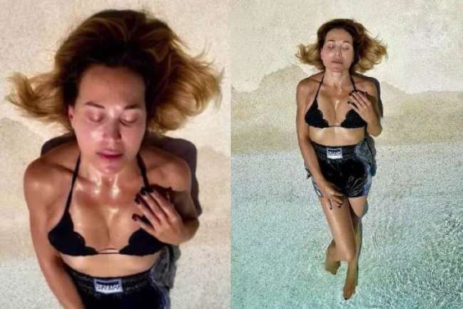 Barbara D’Urso in bikini e senza trucco: lo scatto della conduttrice acqua e sapone scatena i social