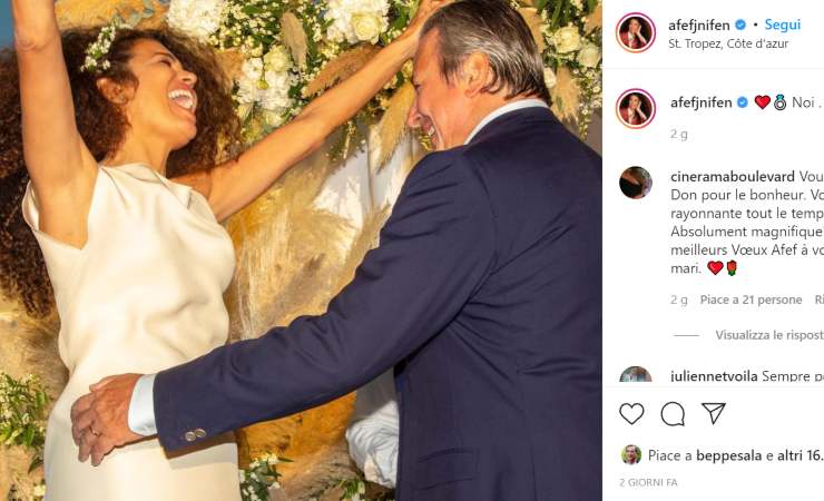 Afef ha pubblicato una foto del matrimonio sul suo profilo Social (foto_ Instagram)