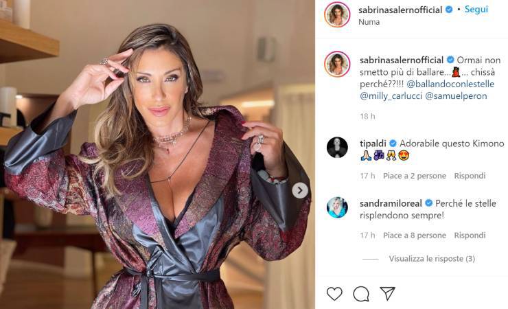 Ecco la foto pubblicata da Sabrina Salerno sul suo profilo (Instagram)