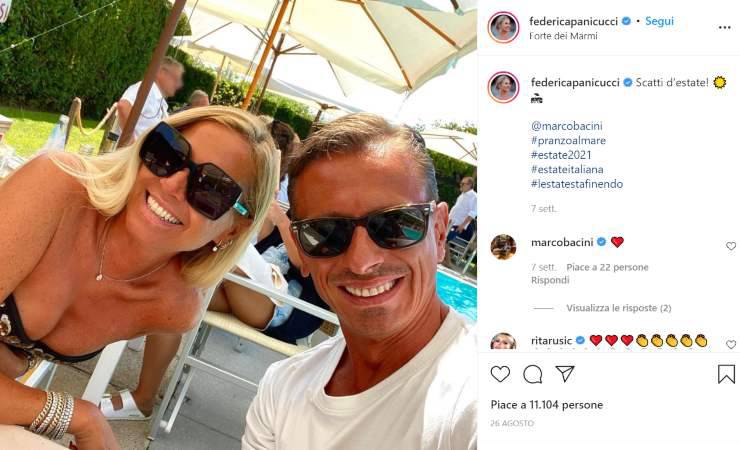 Federica Panicucci e Marco Bacini durante le scorse vacanze estive (Foto: Instagram)