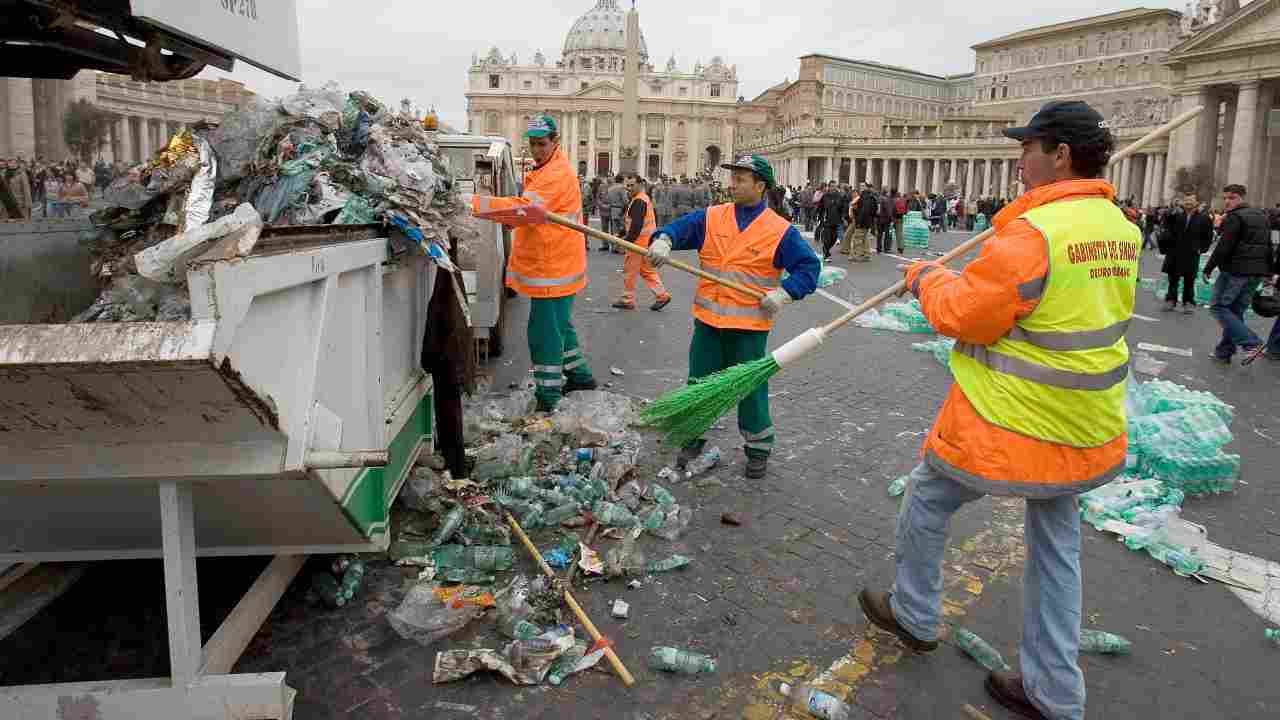 Pulizia delle strade a Roma
