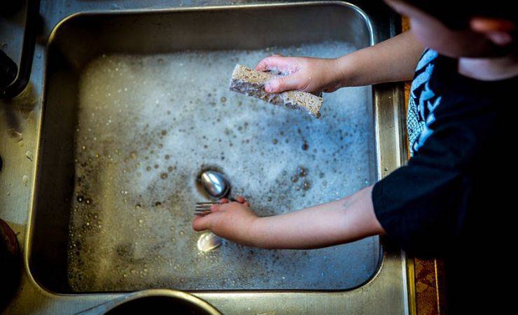 Uno dei consigli per chi lava i piatti a mano è quello di lasciarli in ammollo (Pixabay)