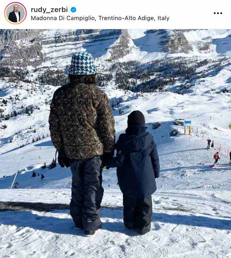 Rudy a Madonna di Campiglio insieme ai figli