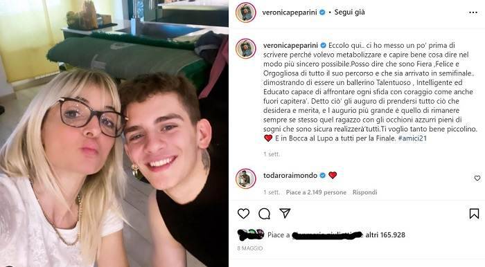 Amici 21: Veronica Peparini gli dedica un post su Instagram