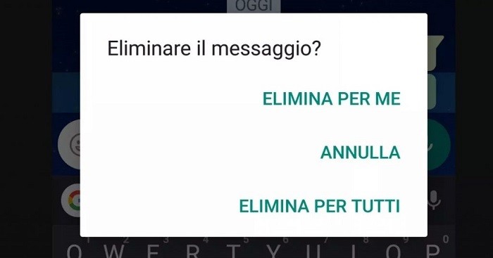 WhatsApp: come cancellare un messaggio vecchio