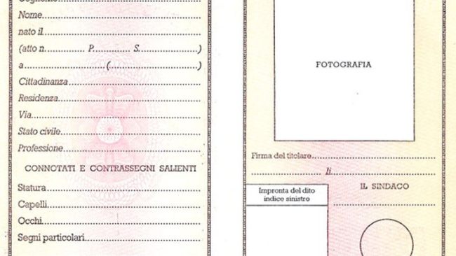 carta identità espatrio