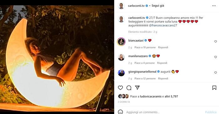 Carlo Conti dedica un bellissimo post alla moglie