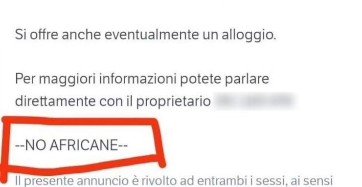 Albergo di Caserta non vuole cameriere africane 